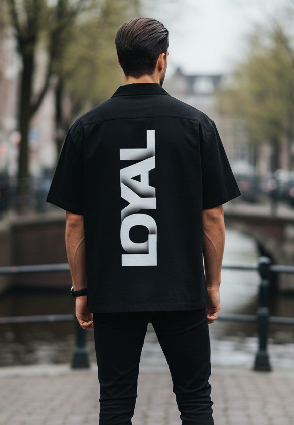 “LOYAL” Vertical Print Oversized Shirt