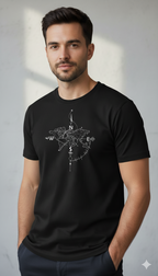 Black World Map Compass Graphic T-Shirt – Travel Edition