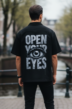 “Open Your Eyes” Graphic Oversized Shirt